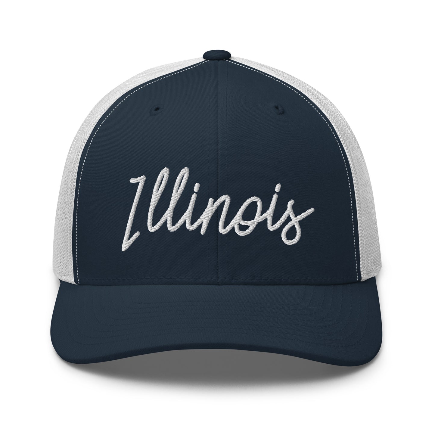 Illinois Retro Script Mid 6 Panel Snapback Trucker Hat