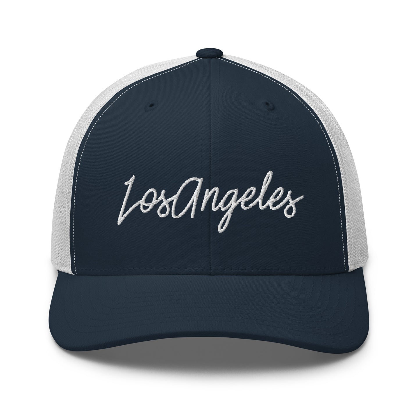Los Angeles Retro Script Mid 6 Panel Snapback Trucker Hat