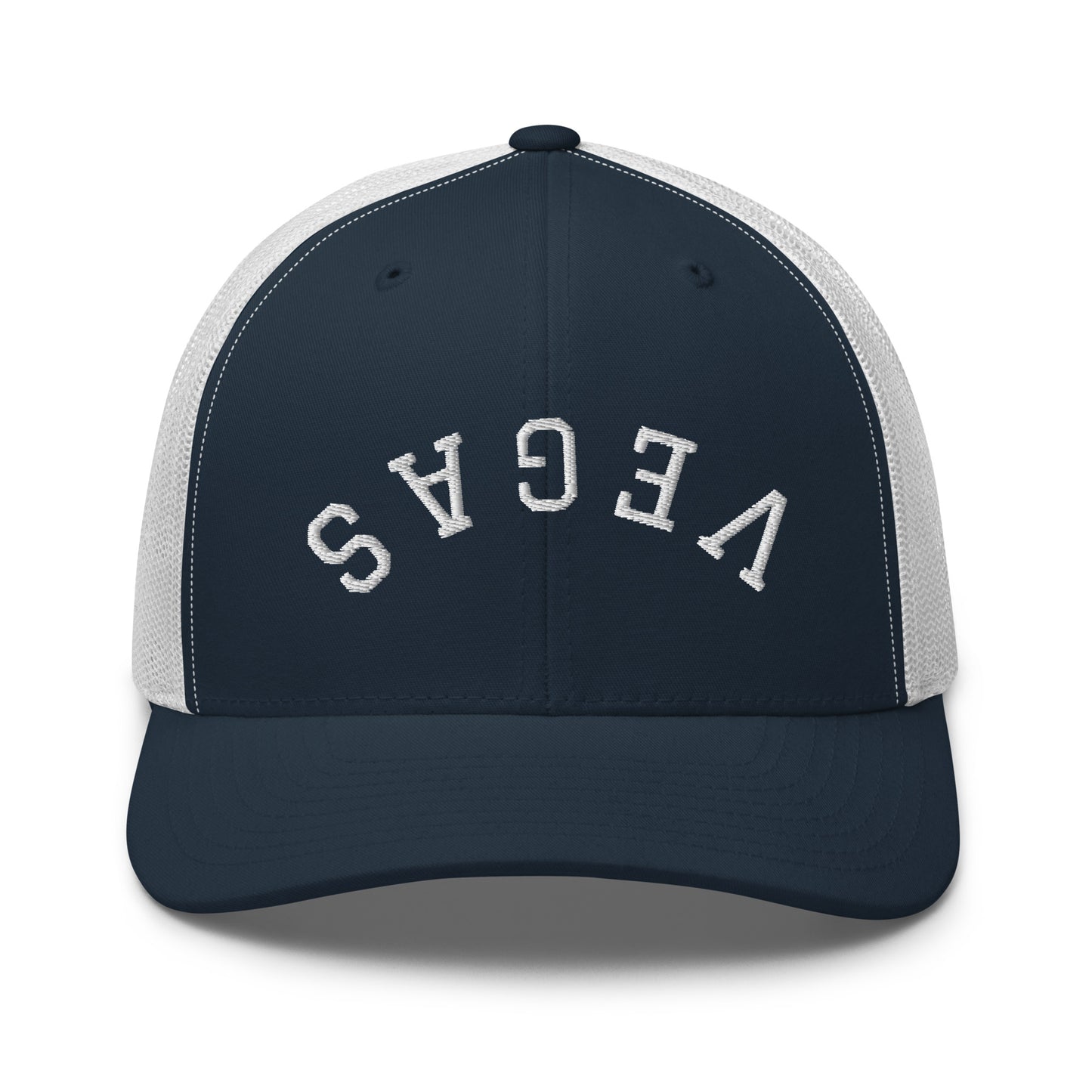 Las Vegas Upside Down Arch Mid 6 Panel Snapback Trucker Hat