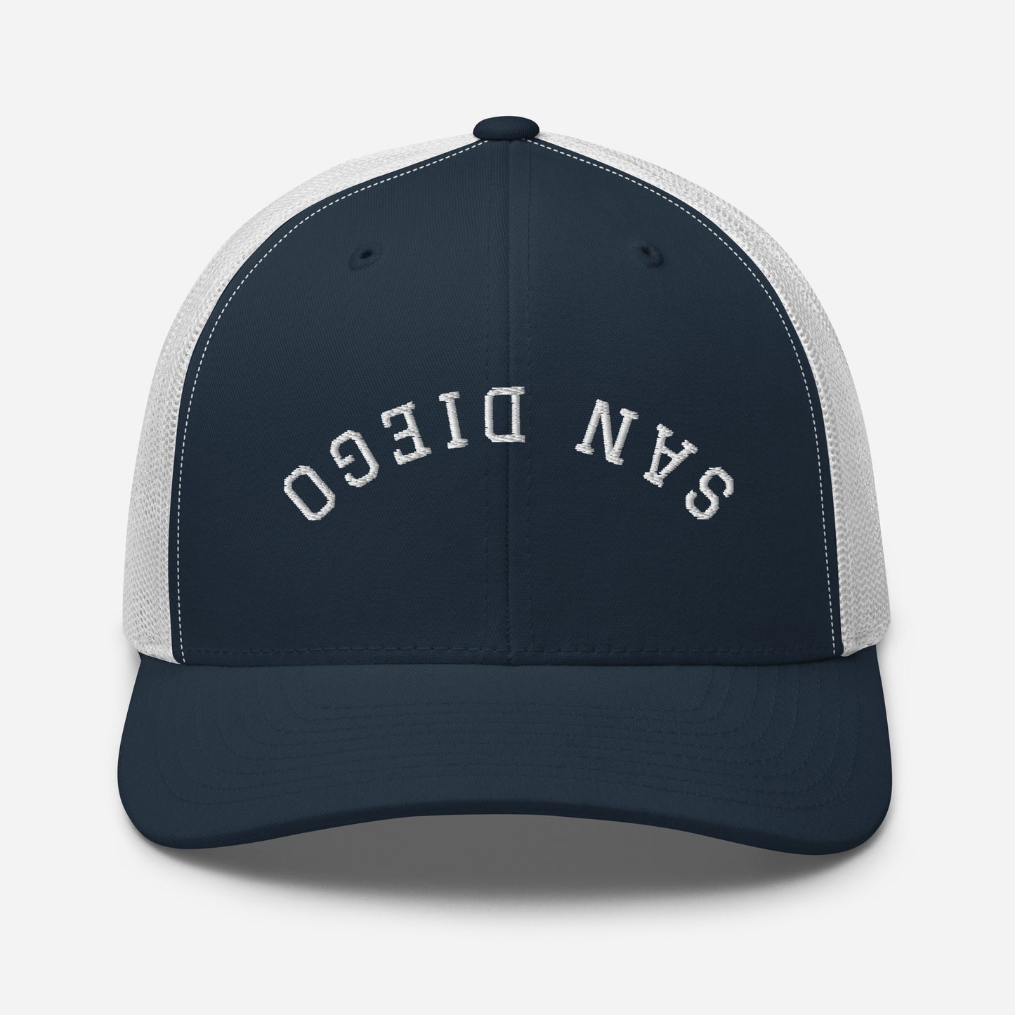 San Diego Upside Down Arch Mid 6 Panel Snapback Trucker Hat