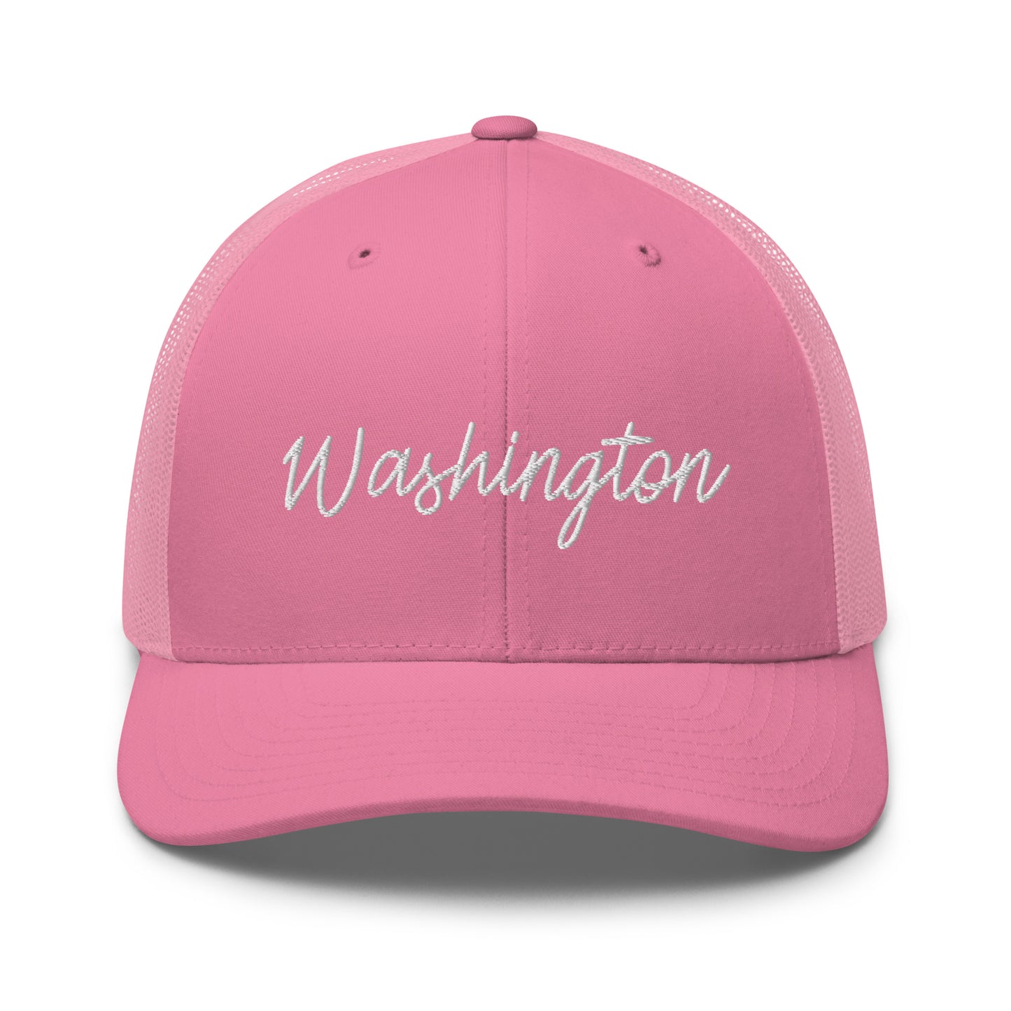 Washington Retro Script Mid 6 Panel Snapback Trucker Hat