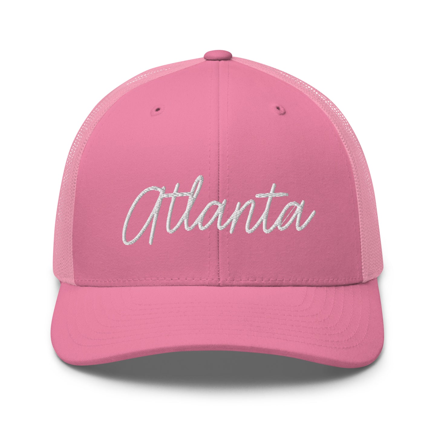 Atlanta Retro Script Mid 6 Panel Snapback Trucker Hat
