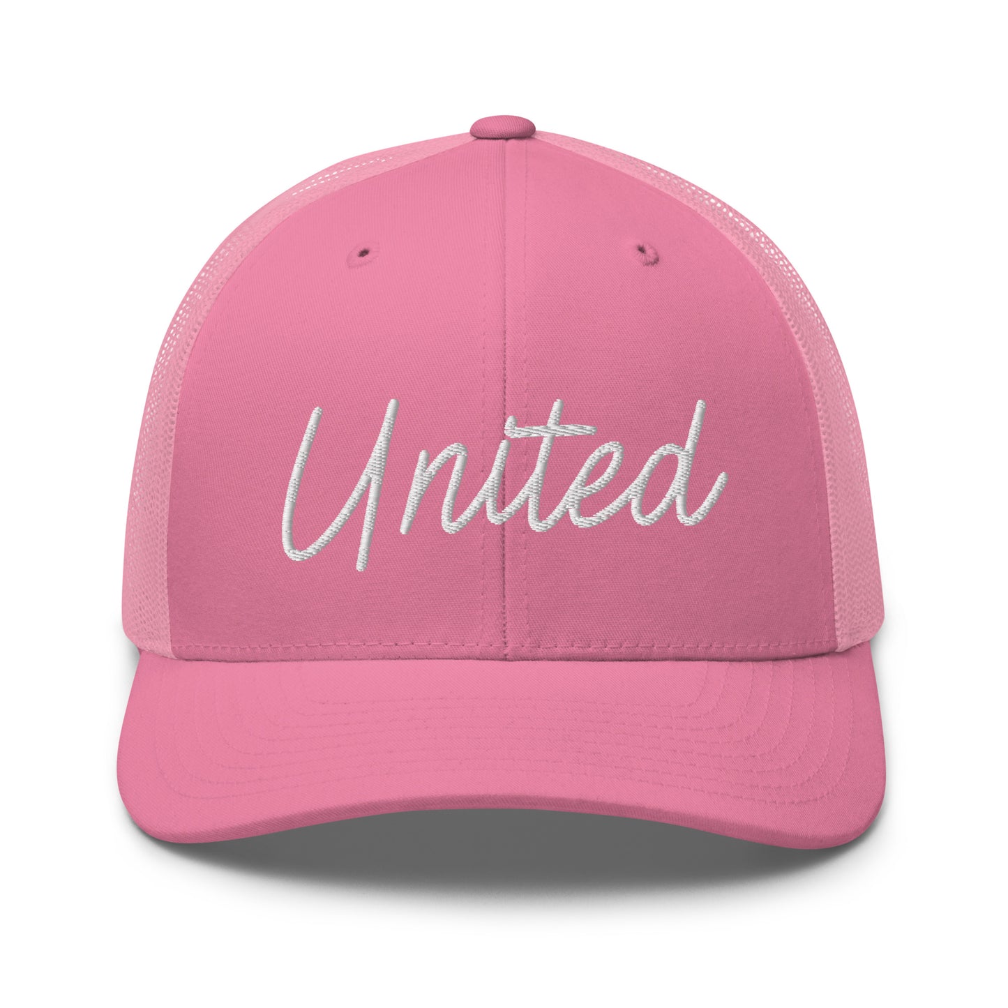 United States USA "United" Retro Script Mid 6 Panel Snapback Trucker Hat