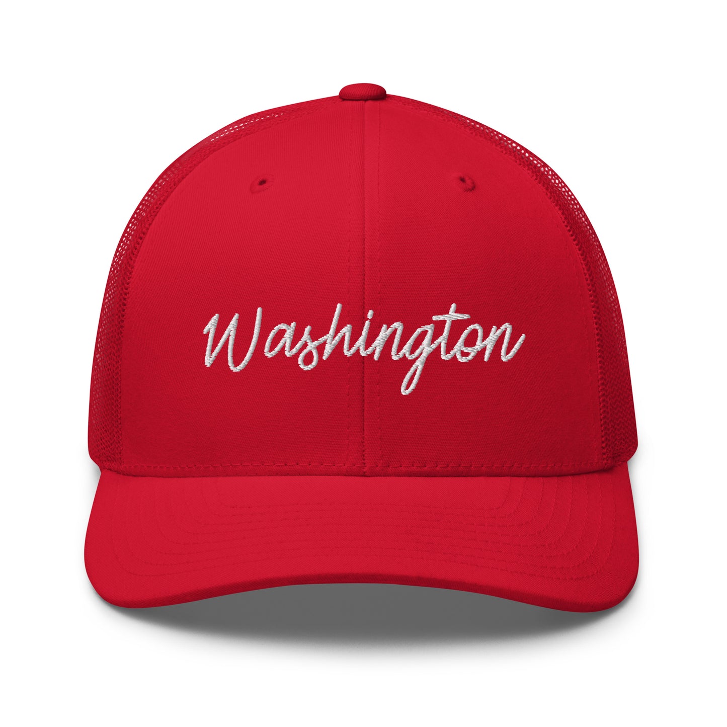 Washington Retro Script Mid 6 Panel Snapback Trucker Hat