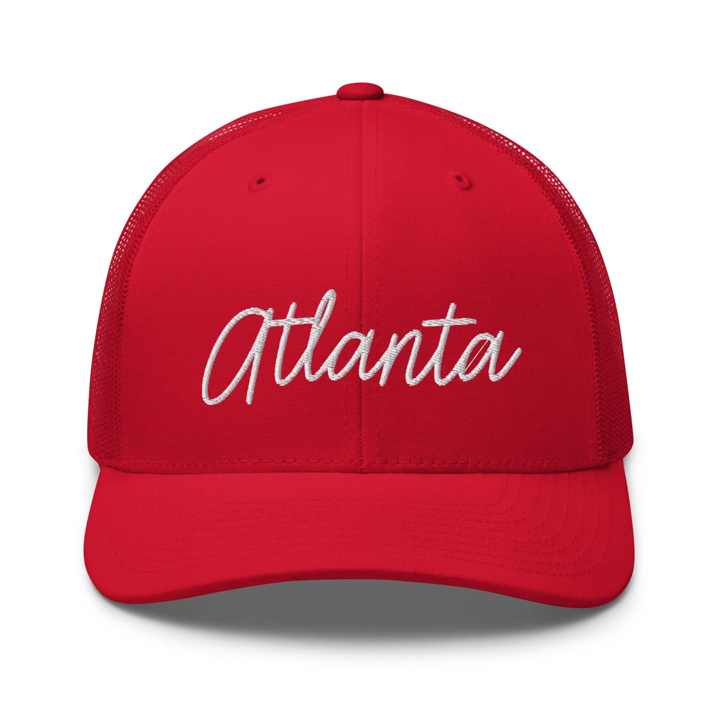 Atlanta Retro Script Mid 6 Panel Snapback Trucker Hat