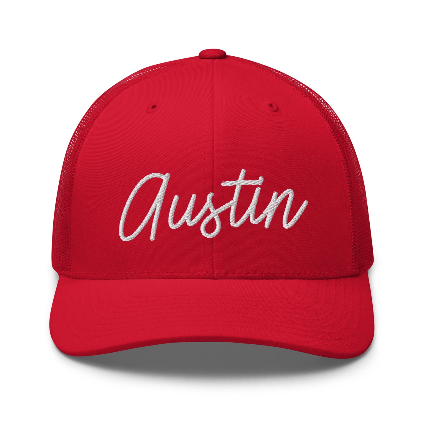 Austin Retro Script Mid 6 Panel Snapback Trucker Hat