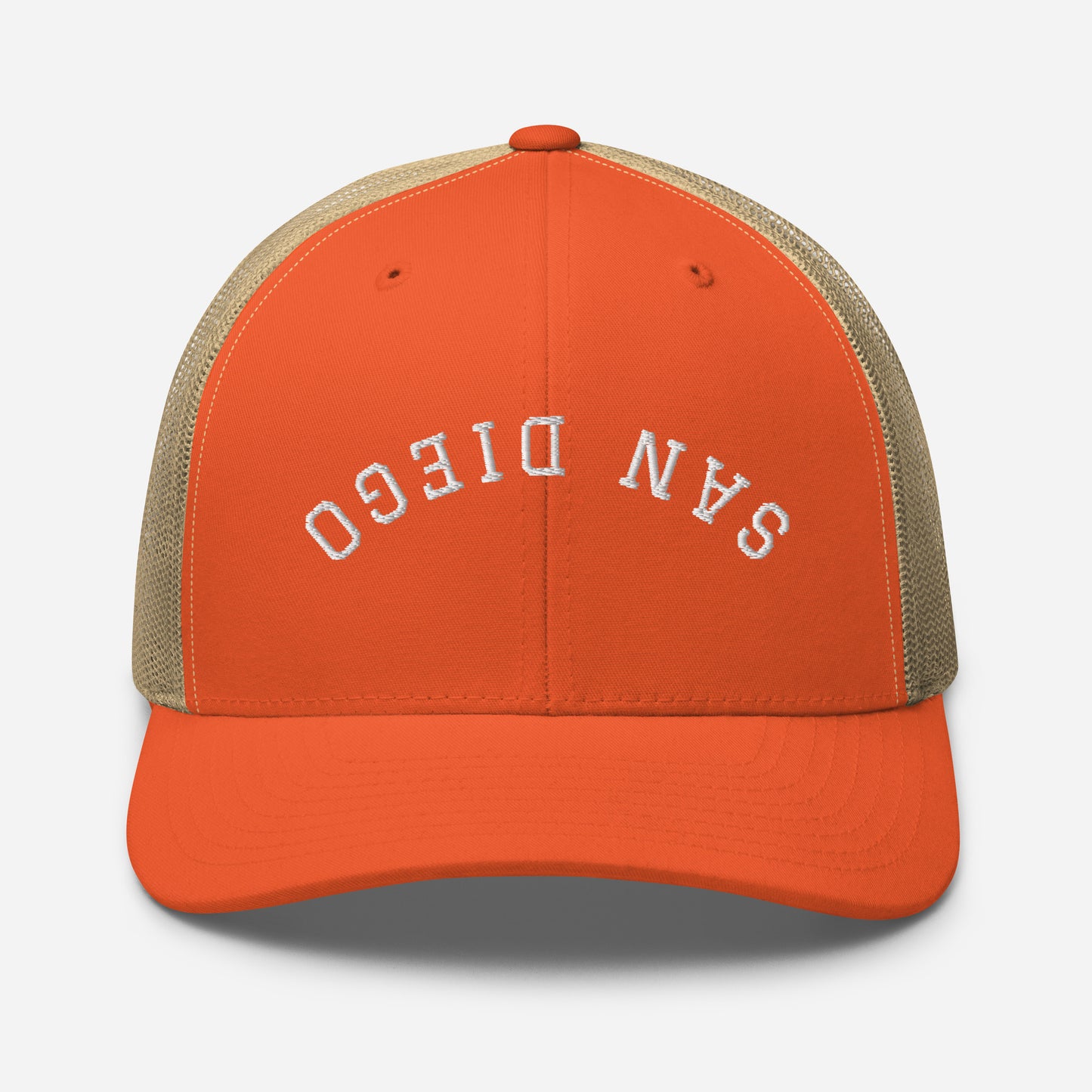 San Diego Upside Down Arch Mid 6 Panel Snapback Trucker Hat