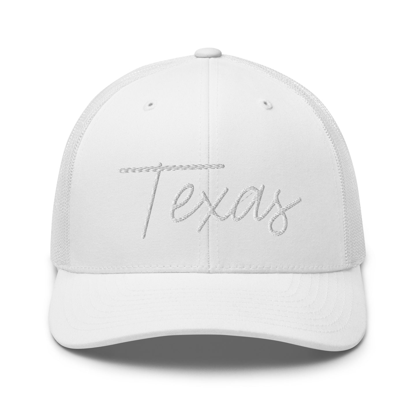 Texas Retro Script Mid 6 Panel Snapback Trucker Hat