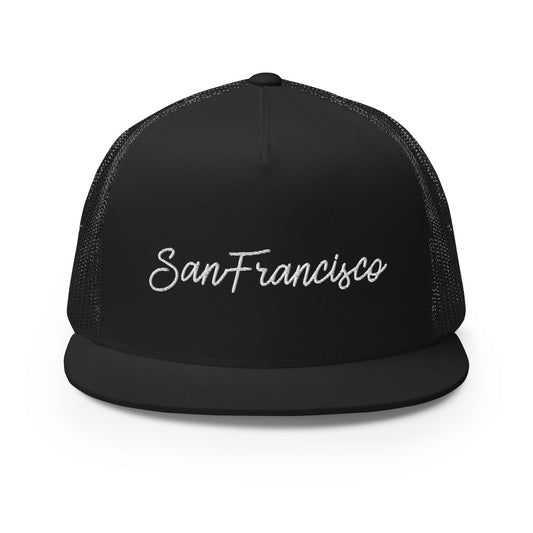 San Francisco Retro Script High 5 Panel A-Frame Snapback Trucker Hat