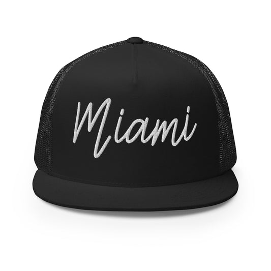 Miami Retro Script High 5 Panel A-Frame Snapback Trucker Hat