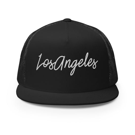 Los Angeles Retro Script High 5 Panel A-Frame Snapback Trucker Hat