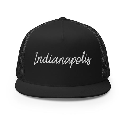 Indianapolis Retro Script High 5 Panel A-Frame Snapback Trucker Hat
