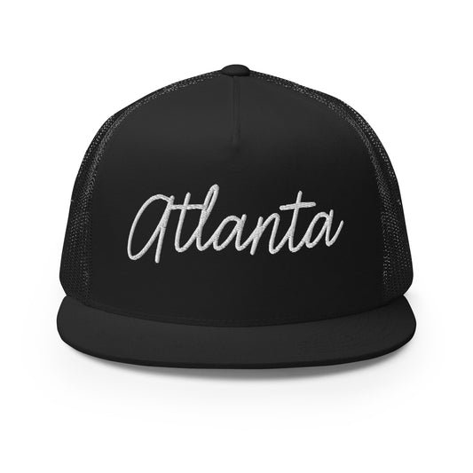 Atlanta Retro Script High 5 Panel A-Frame Snapback Trucker Hat