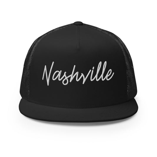 Nashville Retro Script High 5 Panel A-Frame Snapback Trucker Hat