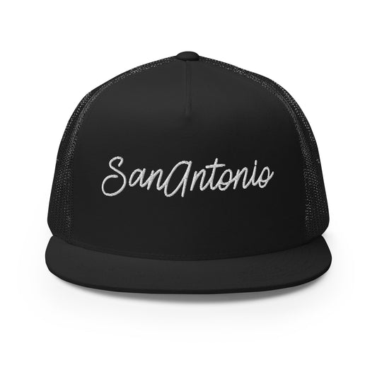 San Antonio Retro Script High 5 Panel A-Frame Snapback Trucker Hat