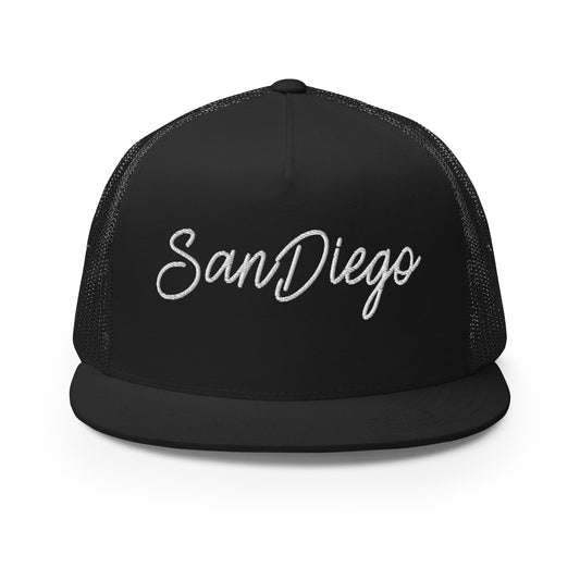 San Diego Retro Script High 5 Panel A-Frame Snapback Trucker Hat