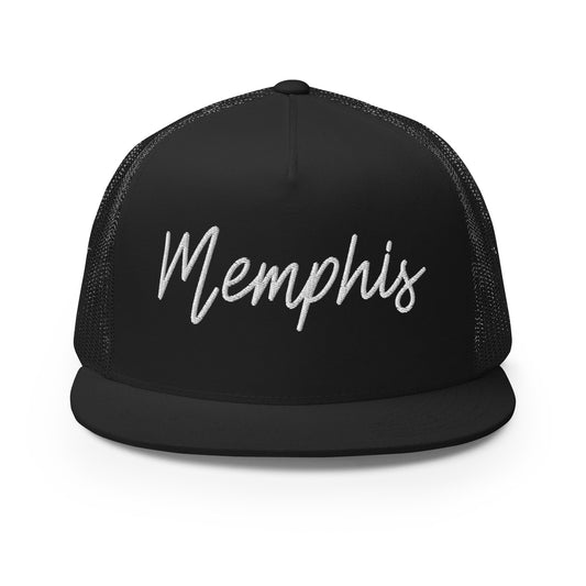 Memphis Retro Script High 5 Panel A-Frame Snapback Trucker Hat