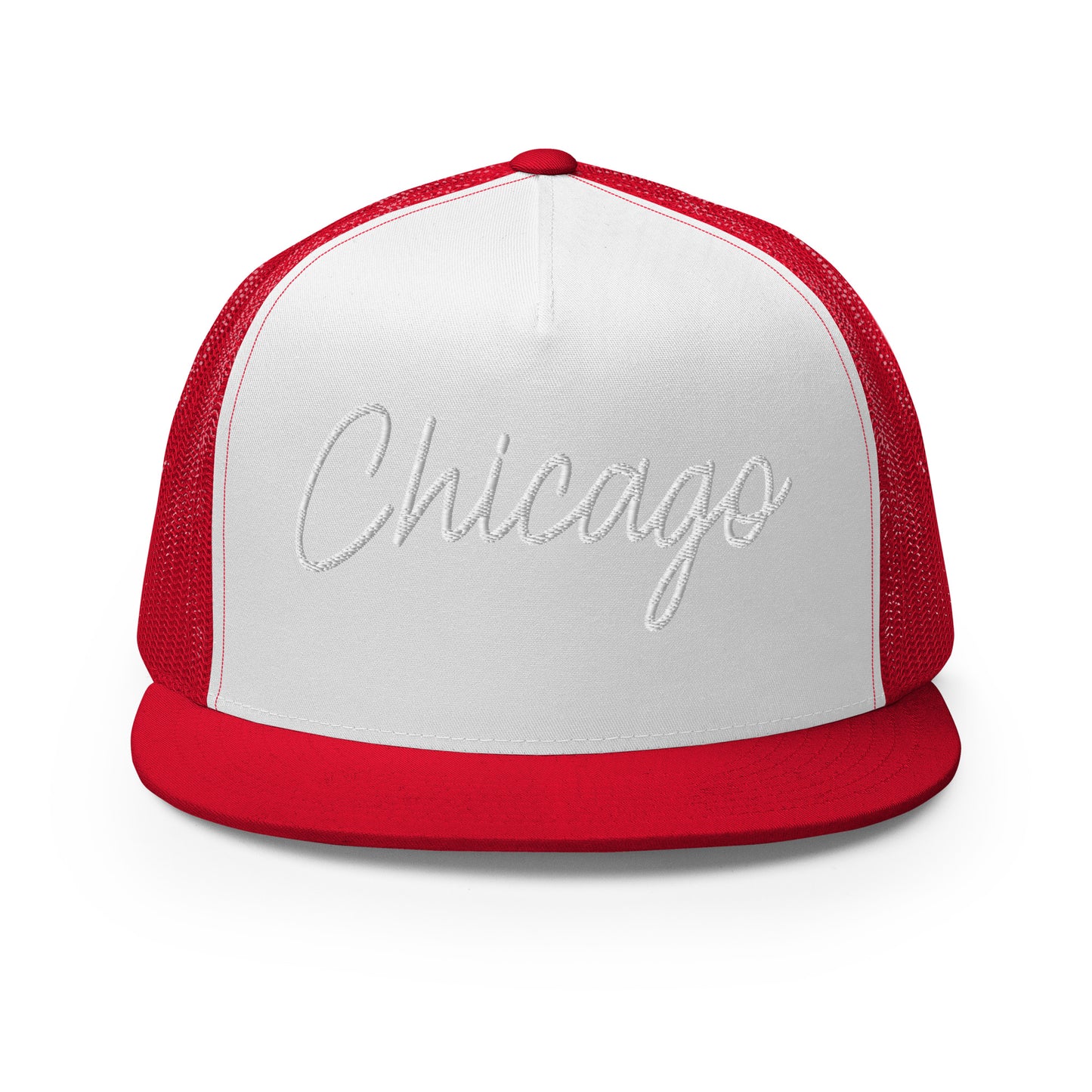 Chicago Retro Script High 5 Panel A-Frame Snapback Trucker Hat