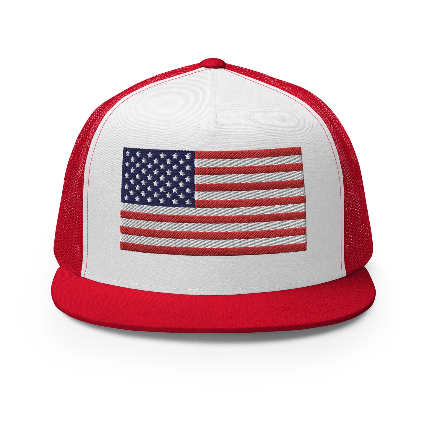 United States USA Flag High 5 Panel A-Frame Snapback Trucker Hat