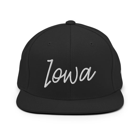 Iowa Retro Script 6 Panel Snapback Hat