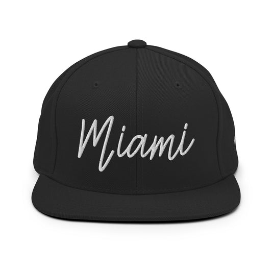 Miami Retro Script 6 Panel Snapback Hat
