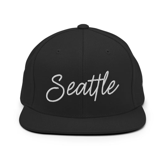 Seattle Retro Script 6 Panel Snapback Hat