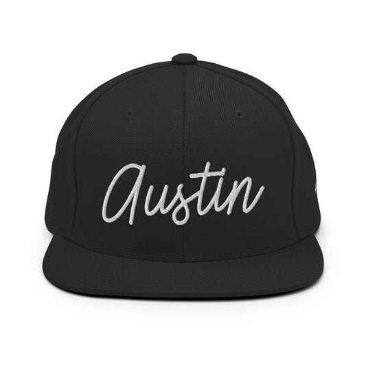 Austin Retro Script 6 Panel Snapback Hat