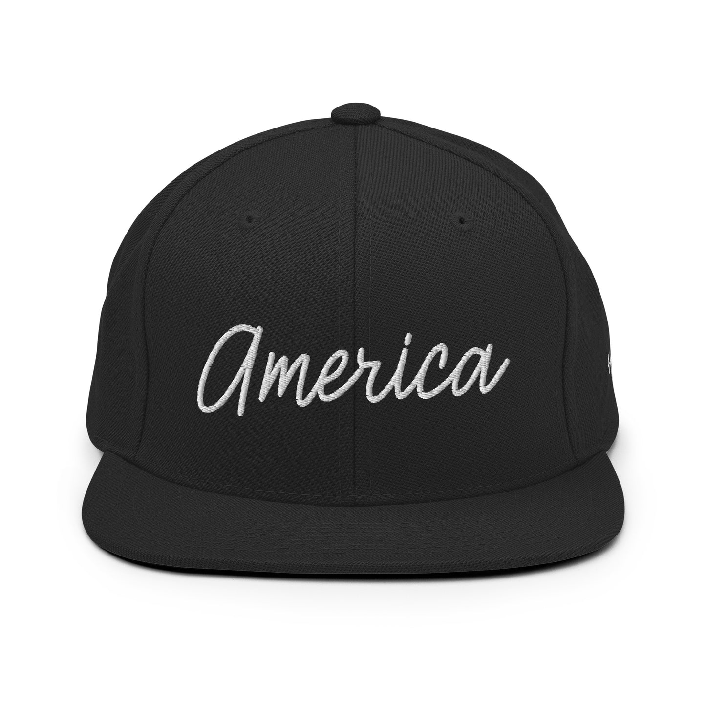 United States USA "America" Retro Script 6 Panel Snapback Hat