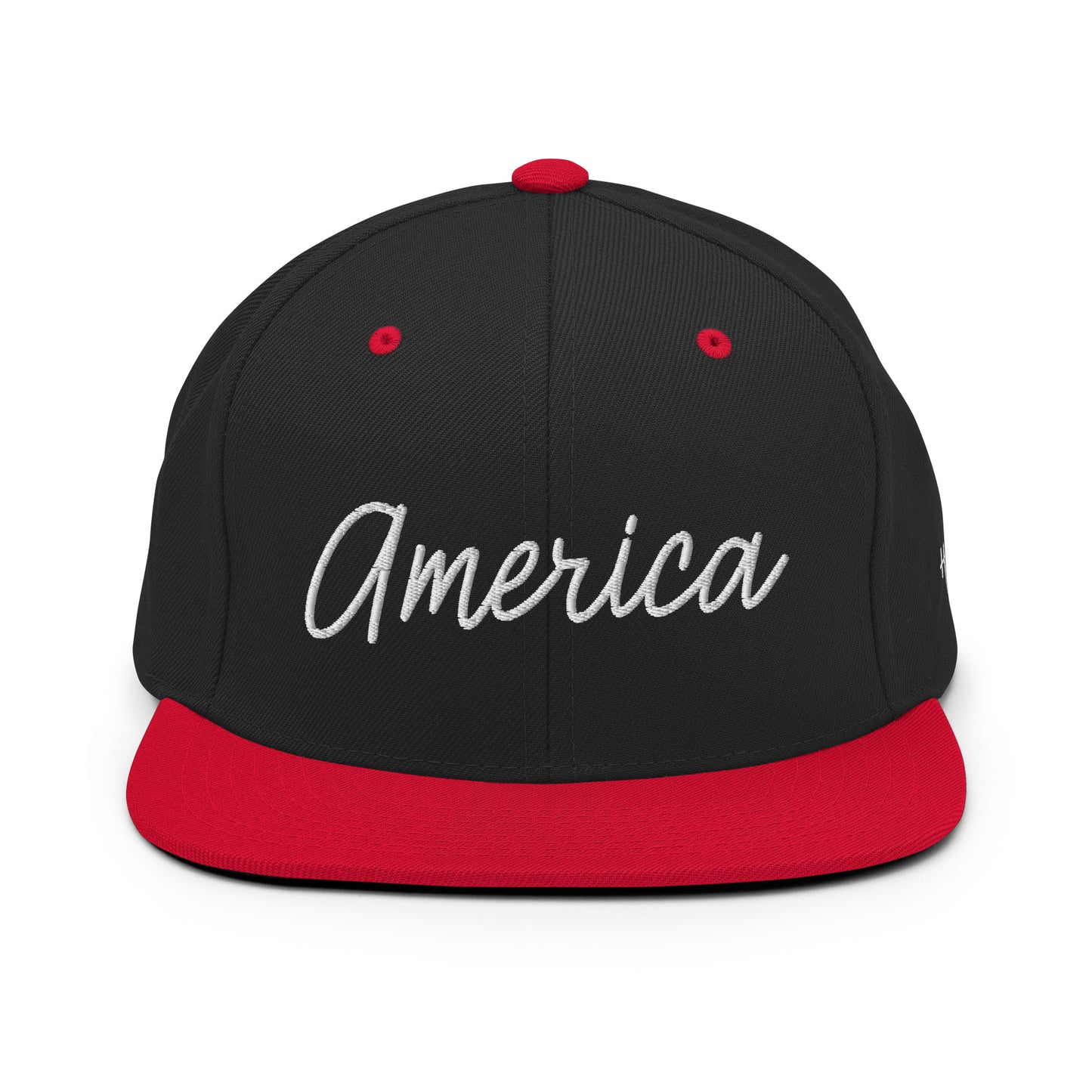 United States USA "America" Retro Script 6 Panel Snapback Hat