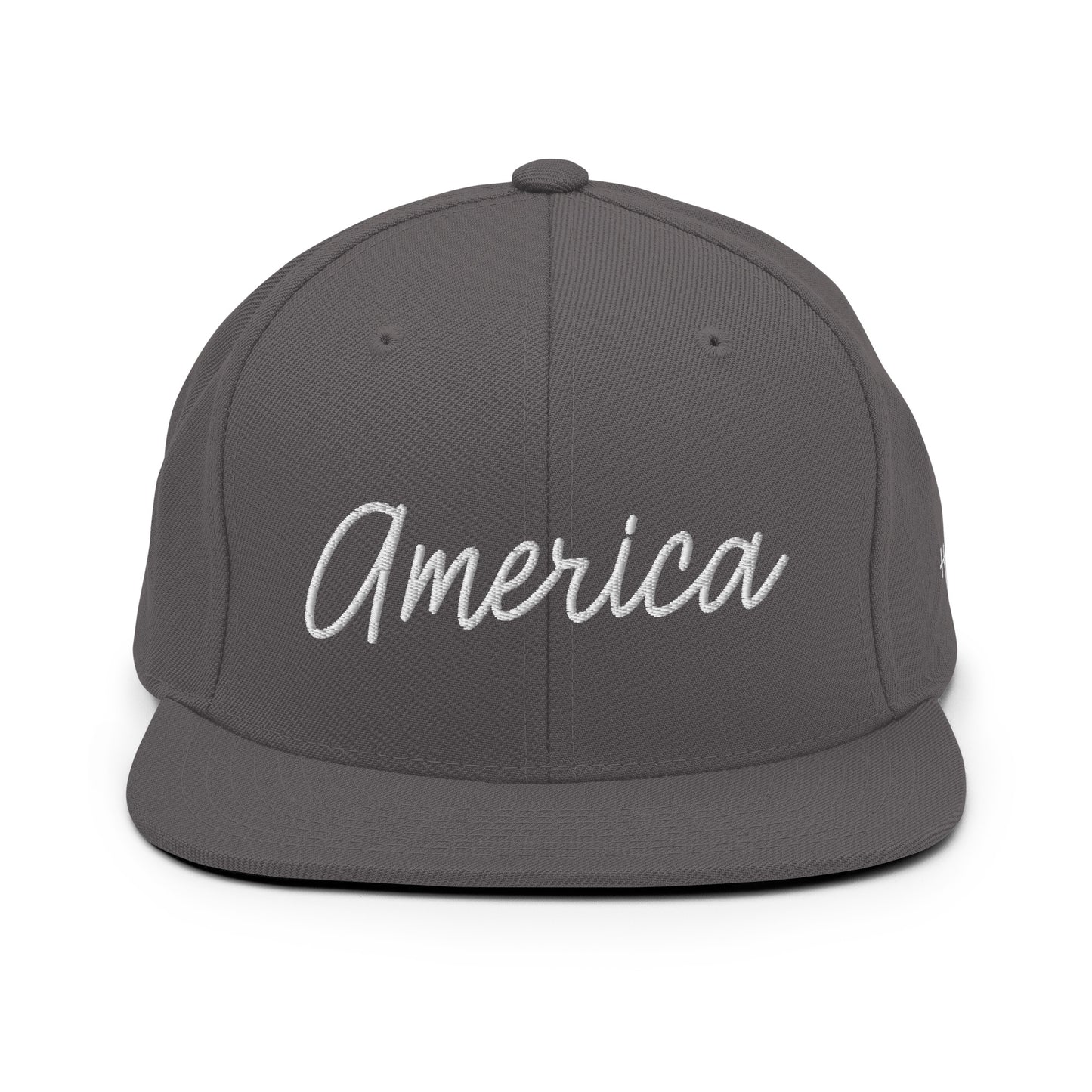 United States USA "America" Retro Script 6 Panel Snapback Hat