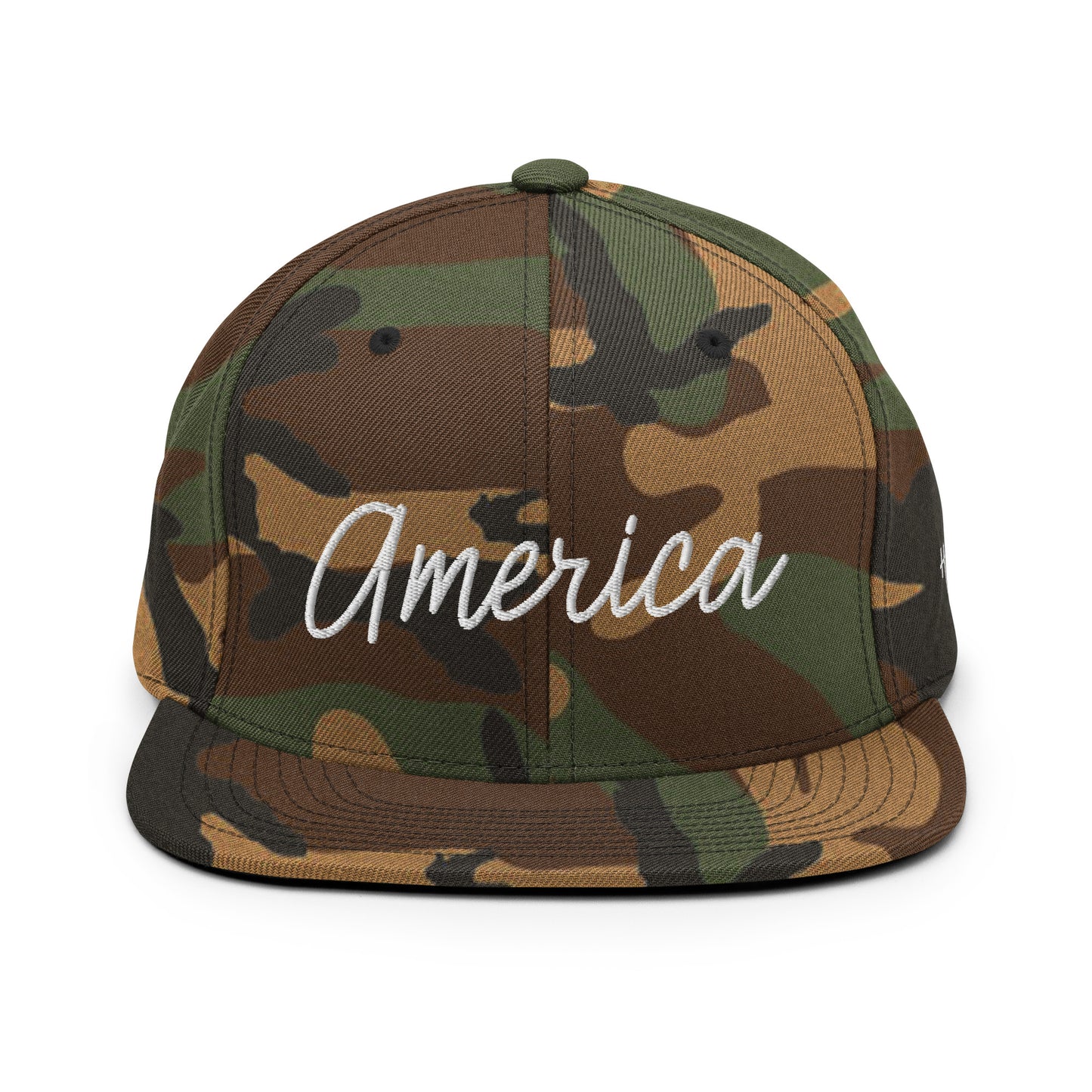 United States USA "America" Retro Script 6 Panel Snapback Hat