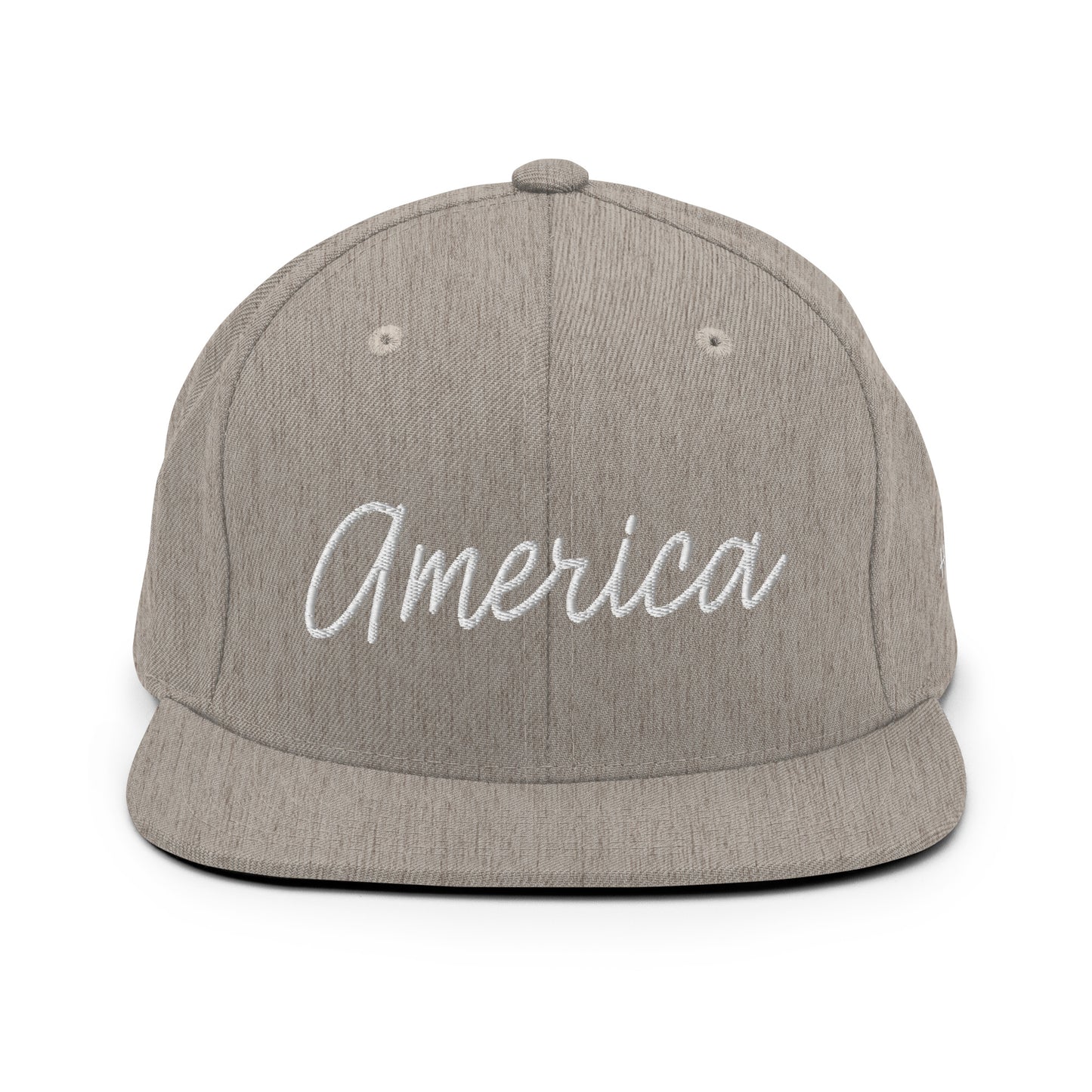 United States USA "America" Retro Script 6 Panel Snapback Hat