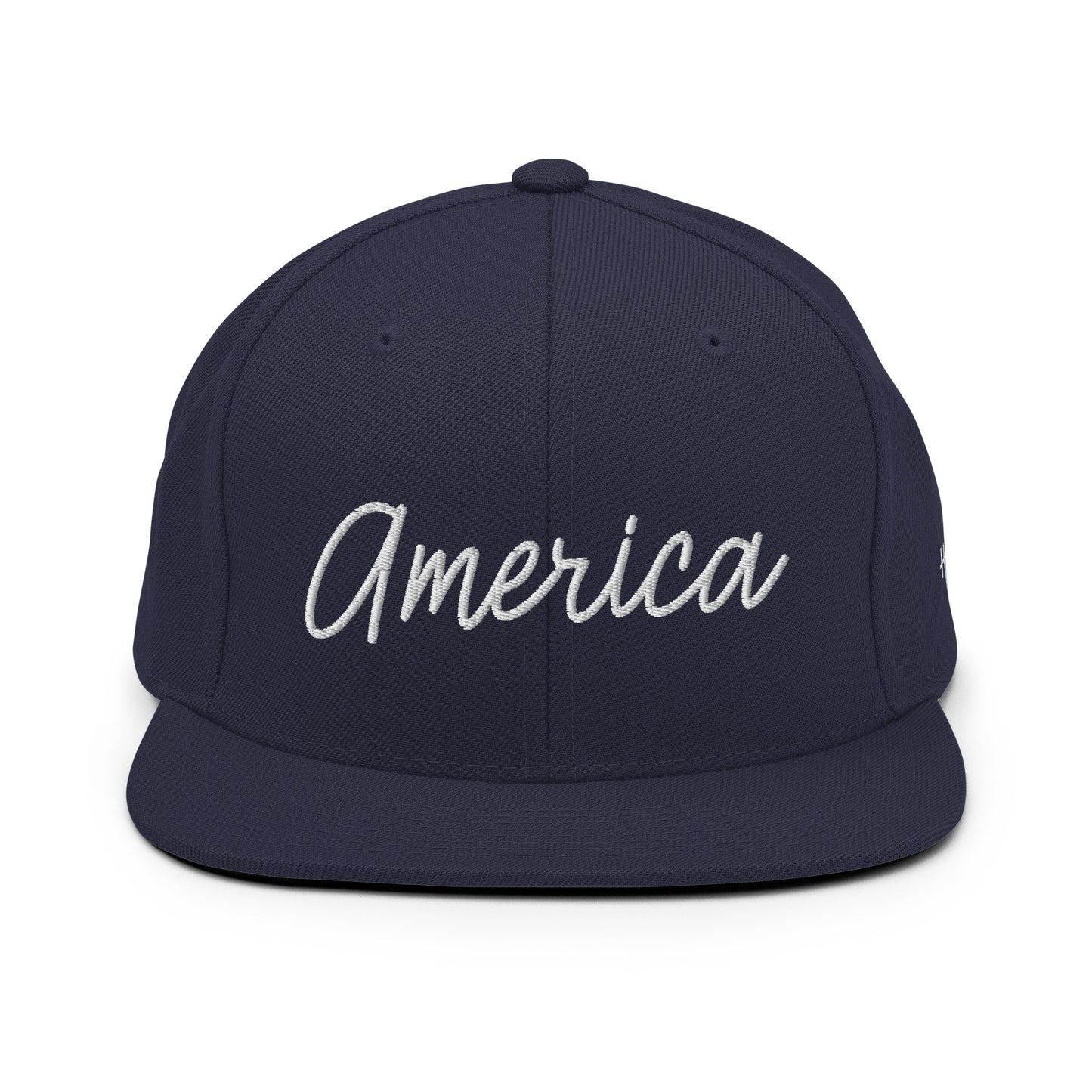 United States USA "America" Retro Script 6 Panel Snapback Hat