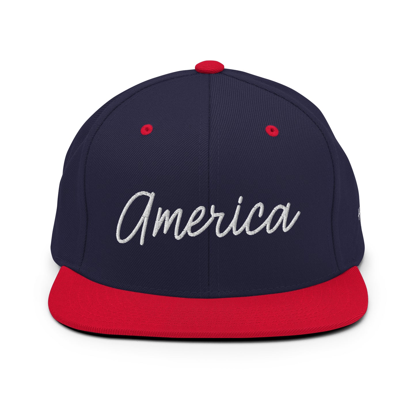 United States USA "America" Retro Script 6 Panel Snapback Hat
