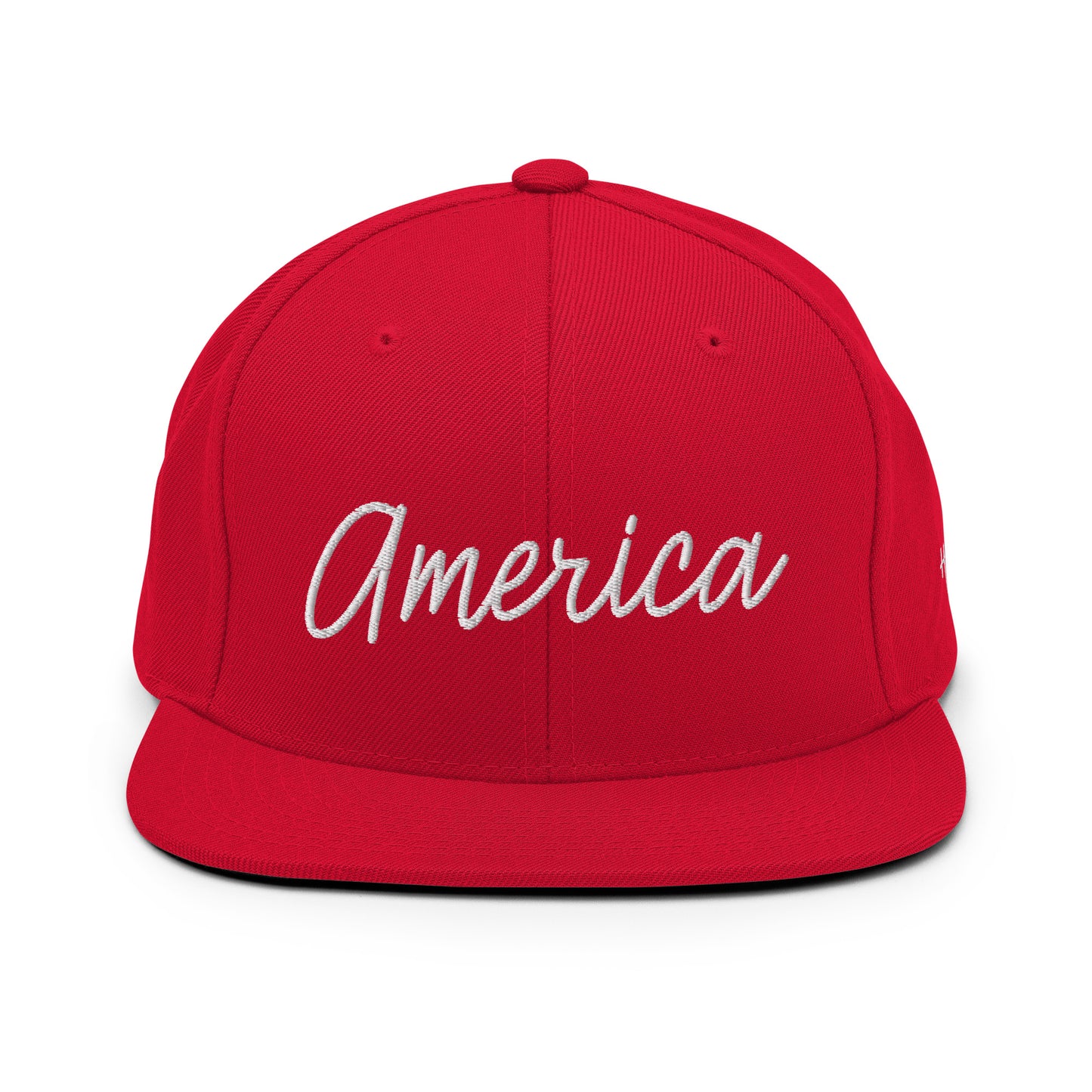 United States USA "America" Retro Script 6 Panel Snapback Hat