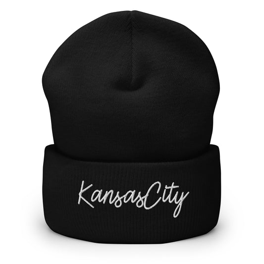Kansas City Retro Script Cuffed Beanie Hat