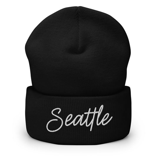 Seattle Retro Script Cuffed Beanie Hat