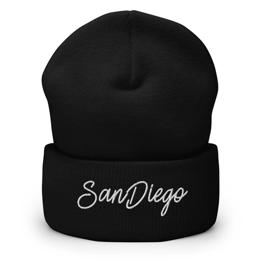 San Diego Retro Script Cuffed Beanie Hat