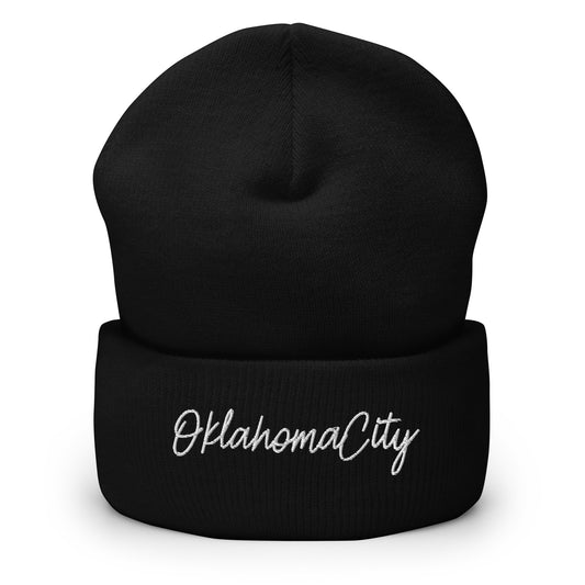 Oklahoma City Retro Script Cuffed Beanie Hat