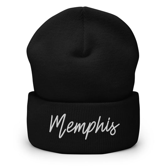 Memphis Retro Script Cuffed Beanie Hat