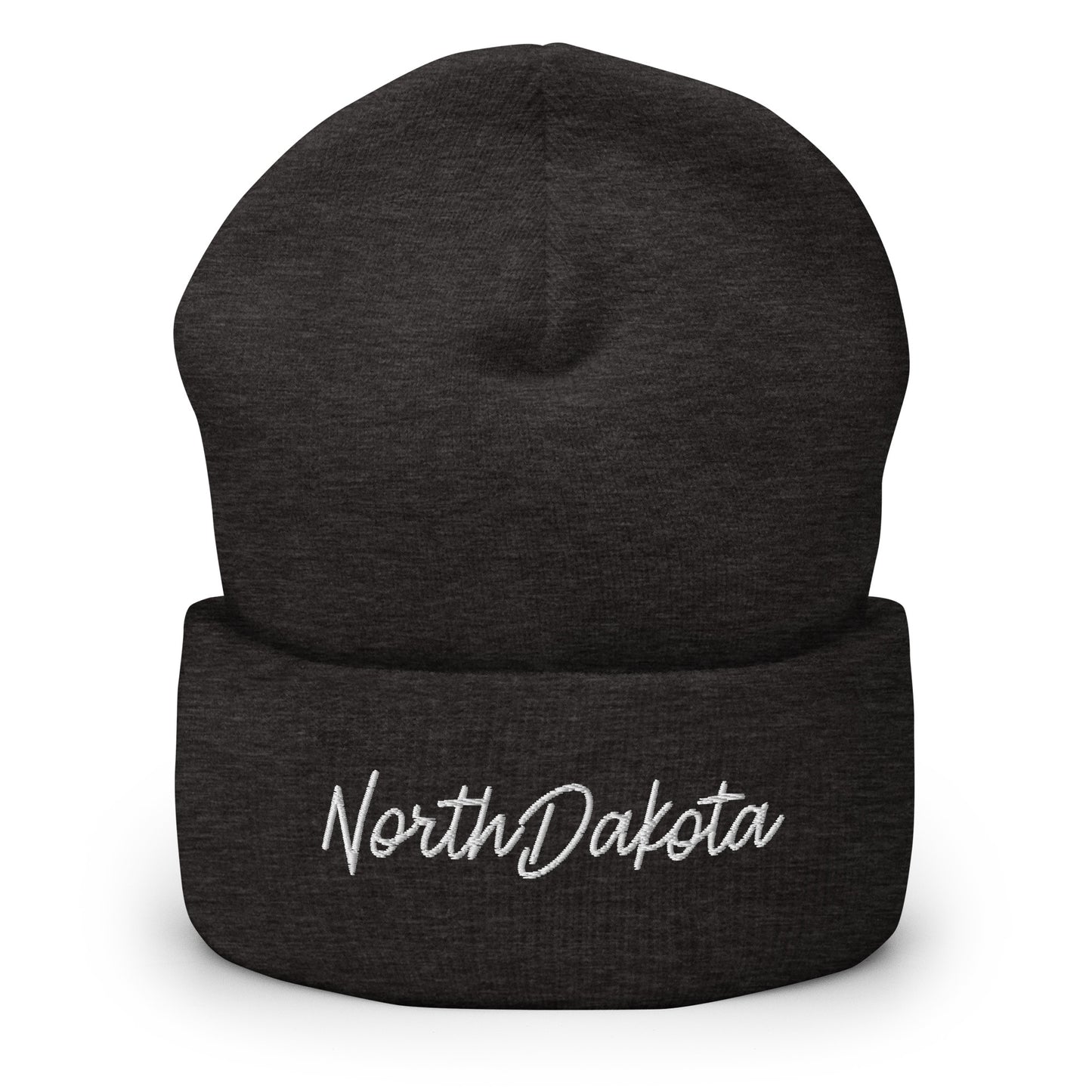 North Dakota Retro Script Cuffed Beanie Hat