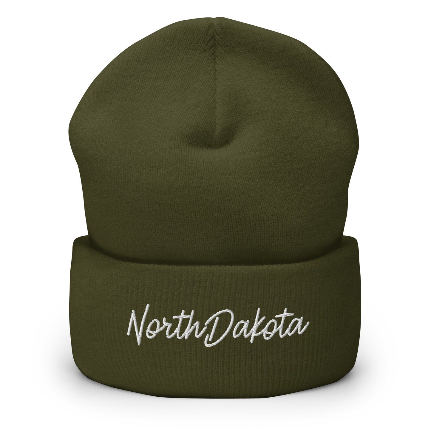 North Dakota Retro Script Cuffed Beanie Hat