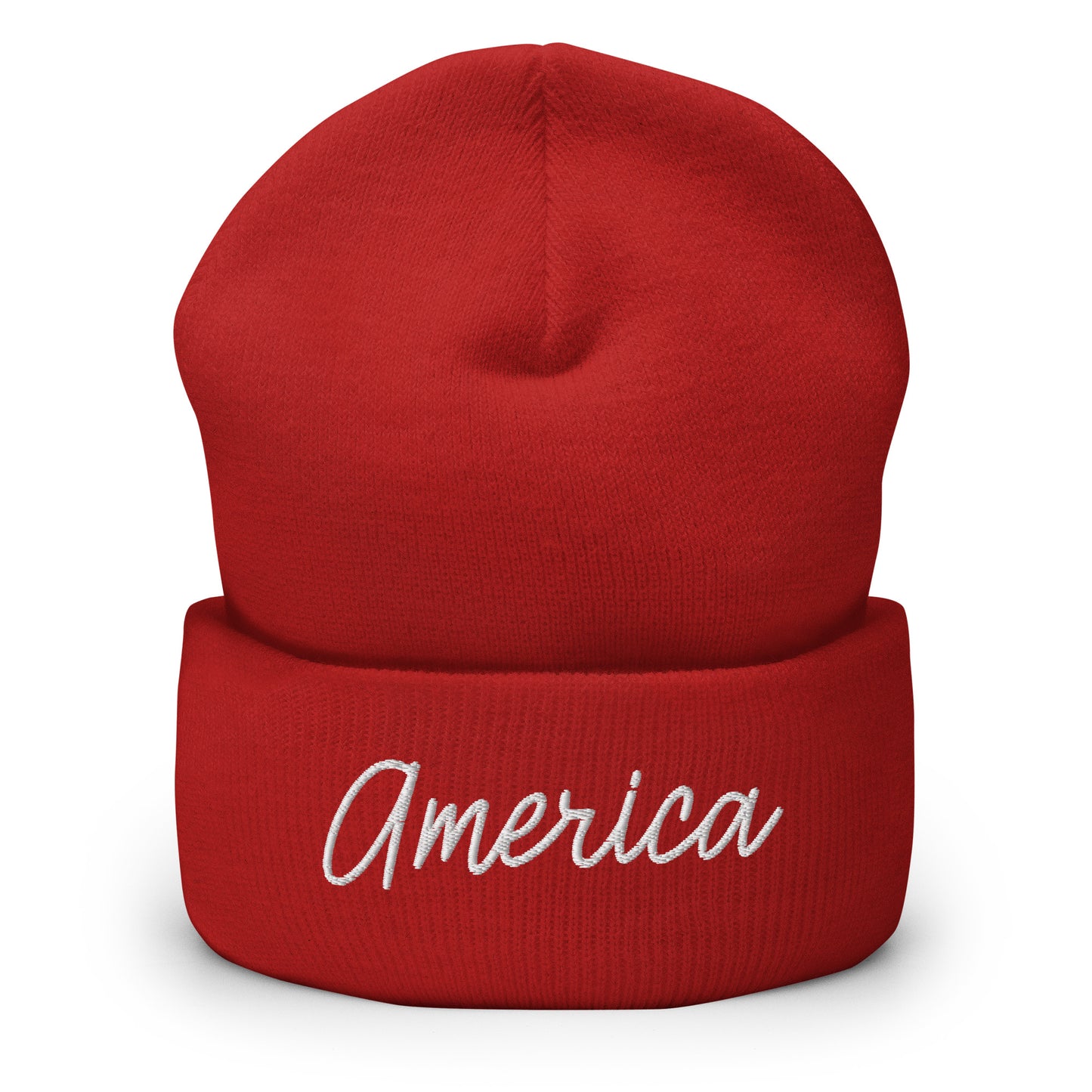 United States USA "America" Retro Script Cuffed Beanie Hat