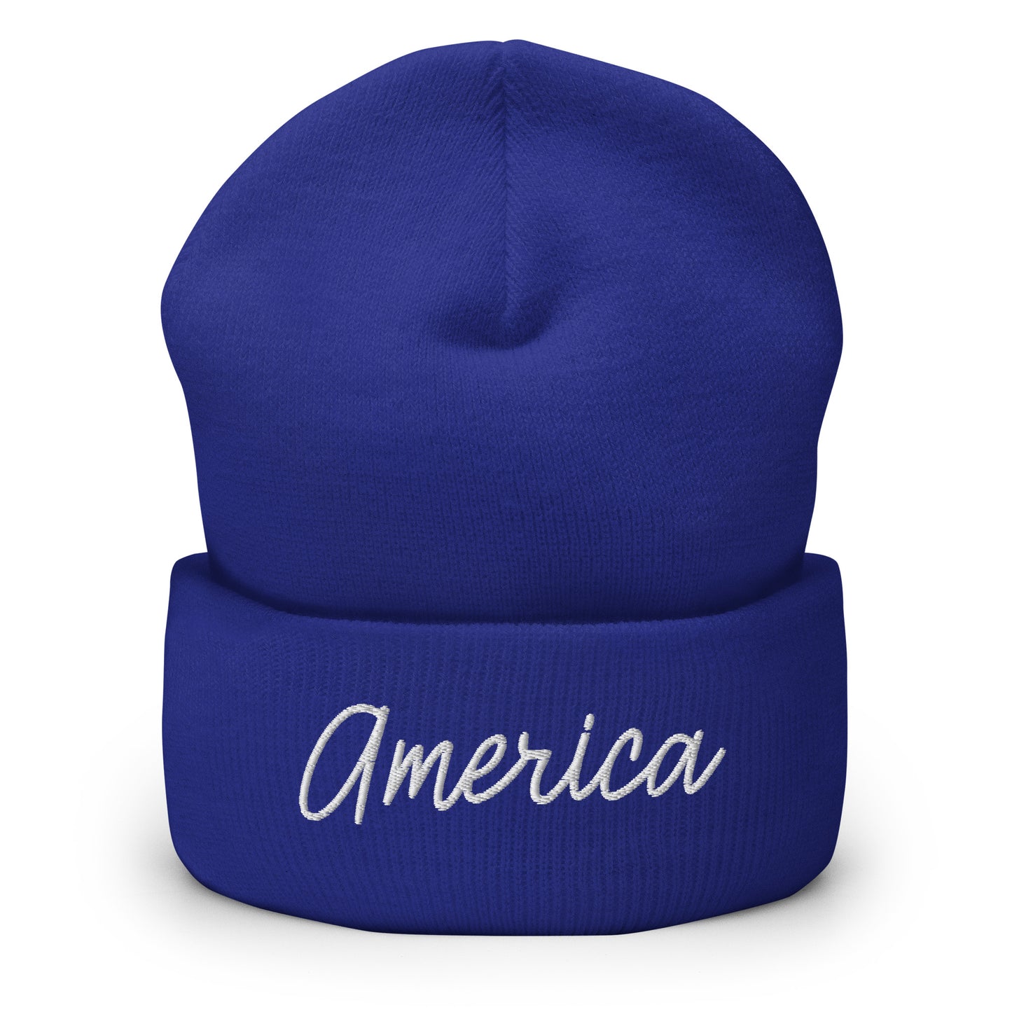 United States USA "America" Retro Script Cuffed Beanie Hat