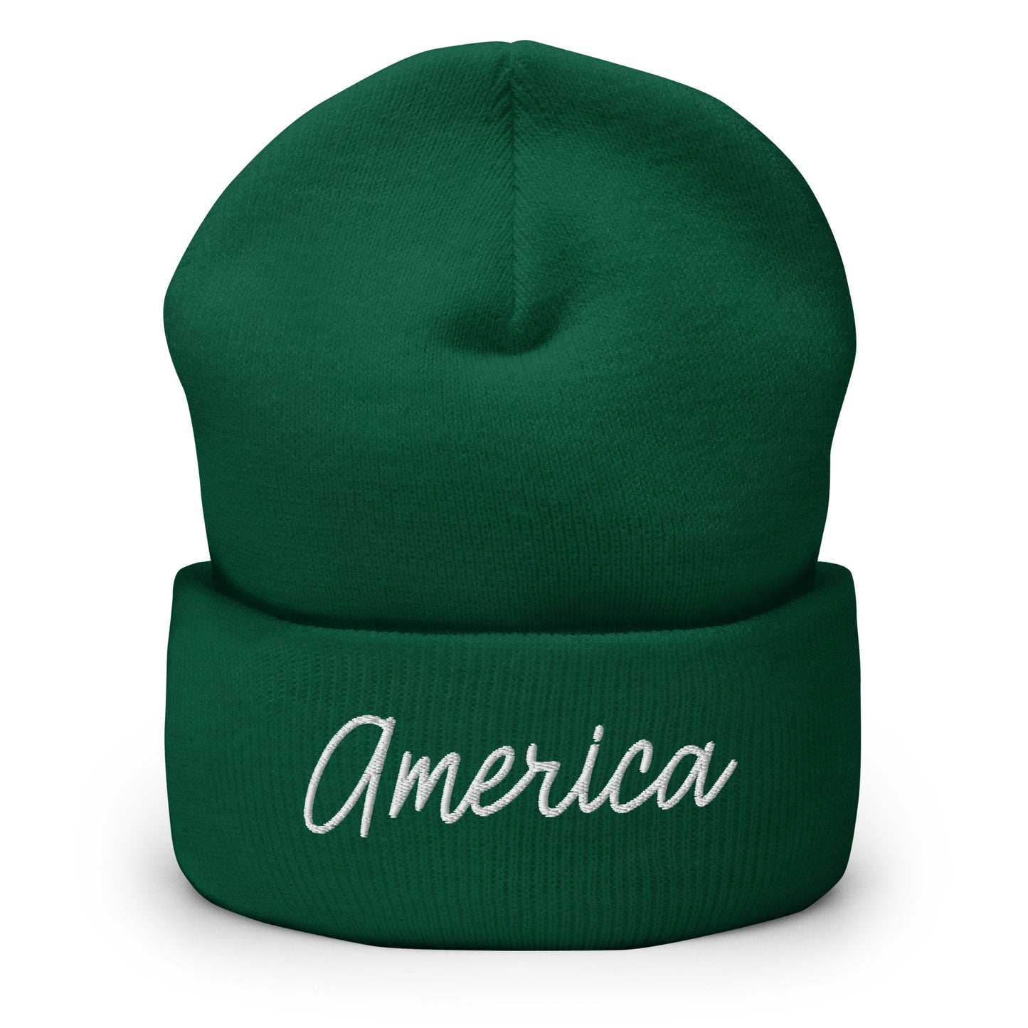 United States USA "America" Retro Script Cuffed Beanie Hat