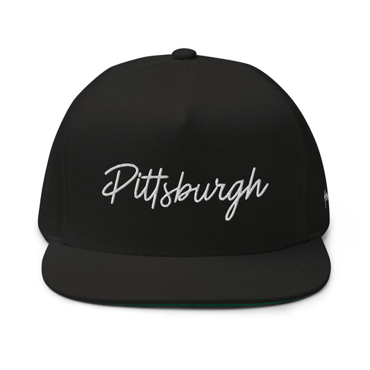 Pittsburgh Retro Script 5 Panel A-Frame Snapback Hat