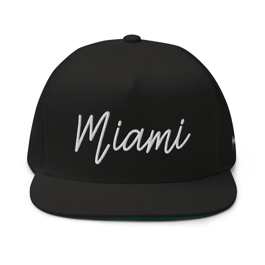 Miami Retro Script 5 Panel A-Frame Snapback Hat