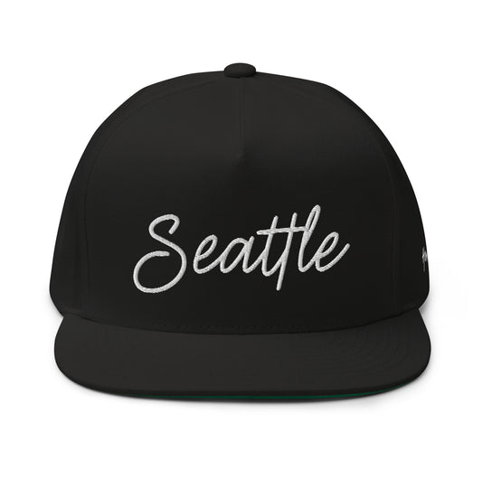 Seattle Retro Script 5 Panel A-Frame Snapback Hat