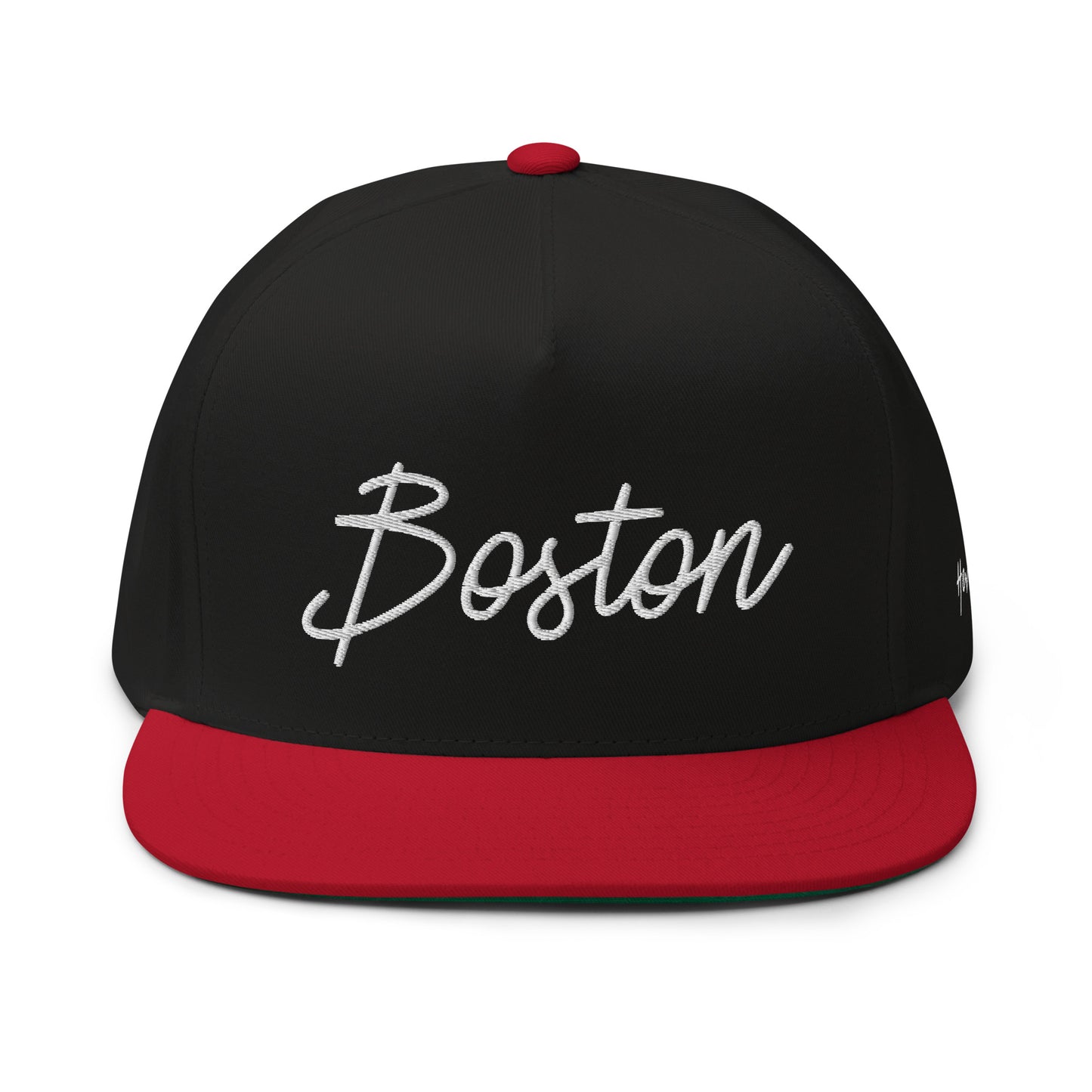 Boston Retro Script 5 Panel A-Frame Snapback Hat