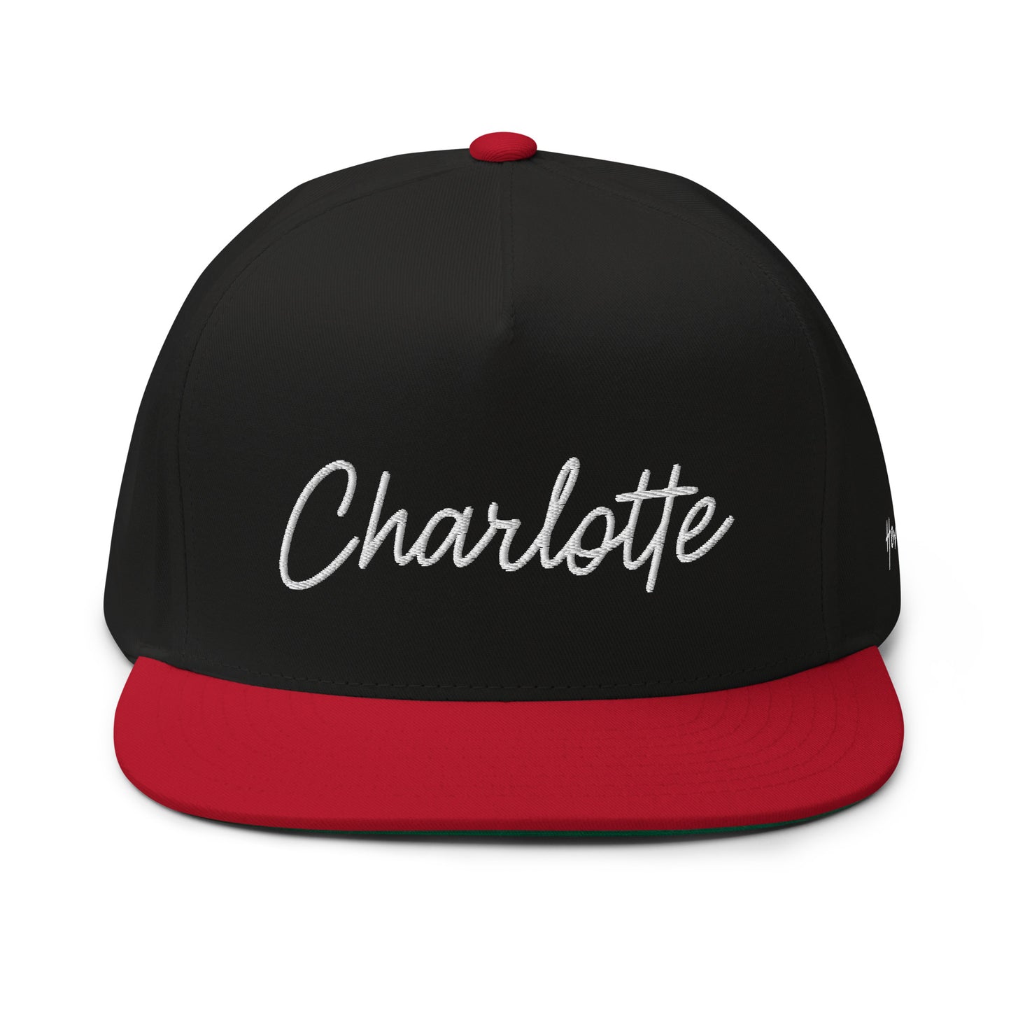 Charlotte Retro Script 5 Panel A-Frame Snapback Hat